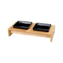 Trixie Napf-Set - Keramik/Holz -Haustier Discounter trixie voer waterbak set keramiek hout 178702 0500 none